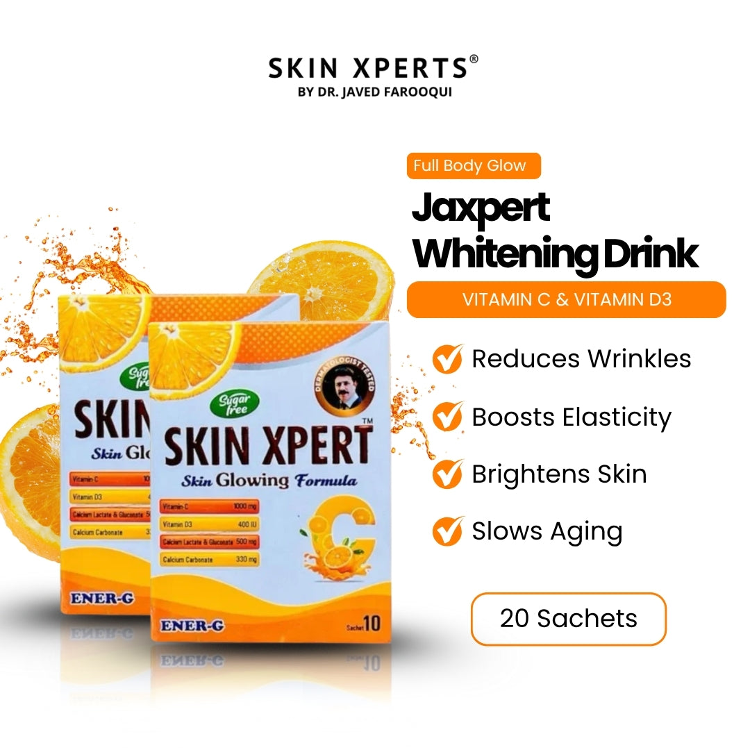 Jaxpert Skin Glow Drink with Glutathione, Vitamin C & D3 + Calcium Boo Dr Javed Farooqui Jaxpert Skin Glow Drink with Glutathione, Vitamin C & D3 + Calcium Boo Dr Javed Farooqui