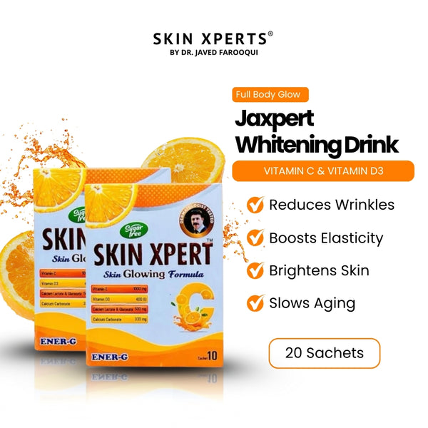 Jaxpert Skin Glow Drink with Glutathione, Vitamin C & D3 + Calcium Boost ( Medium )