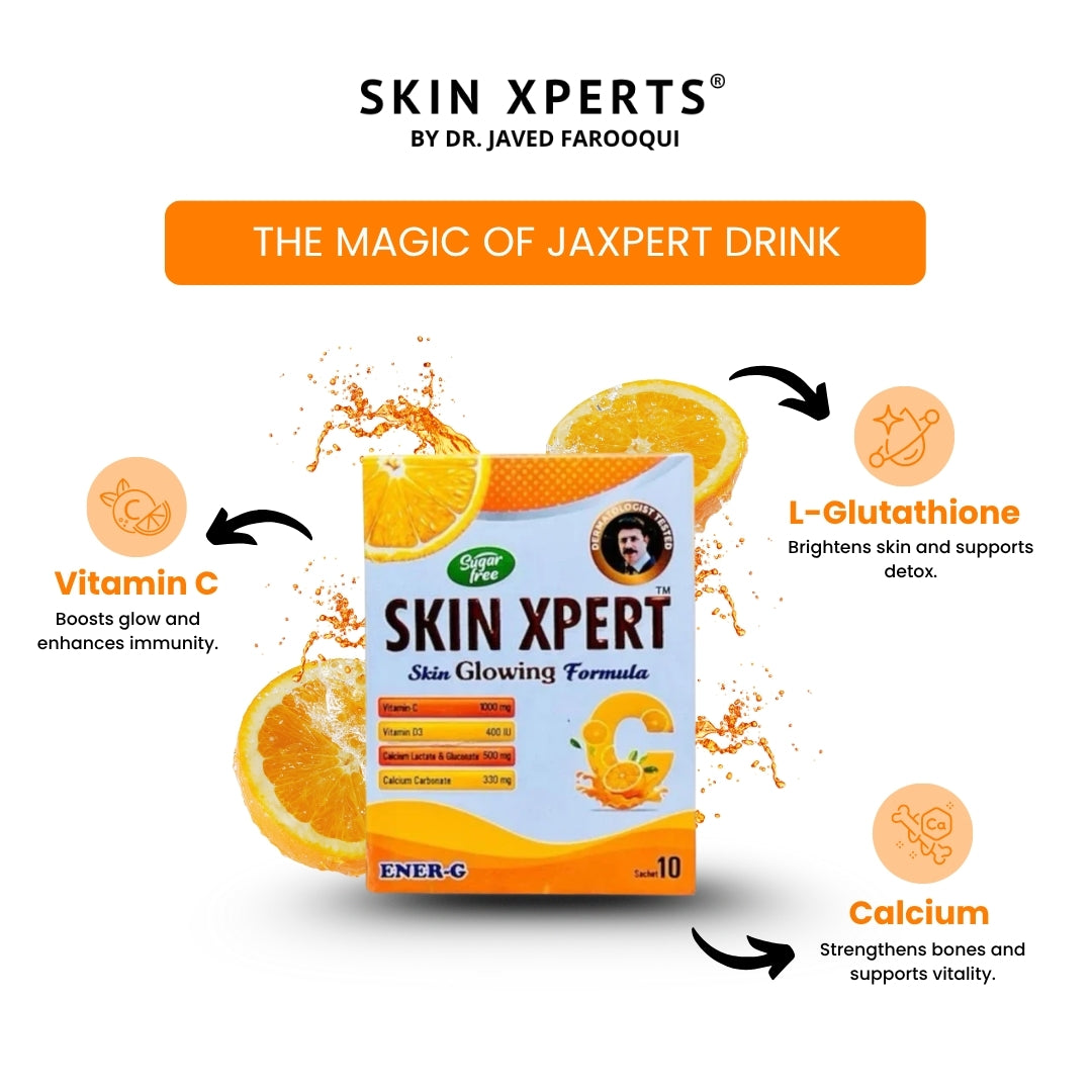 Jaxpert Skin Glow Drink with Glutathione, Vitamin C & D3 + Calcium Boost ( Small )