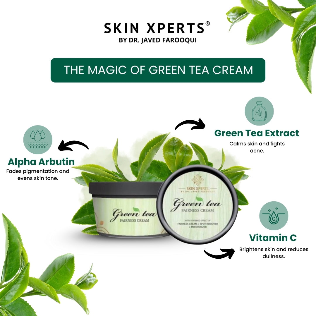 Brightening Green Tea Face Cream with Alpha Arbutin & Vitamin C